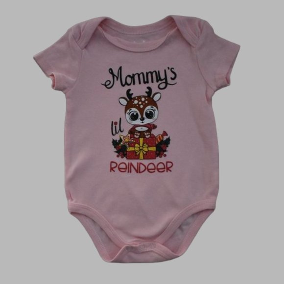 Pink Mommy's Lil Reindeer Christmas Bodysuit  3-6 Months - Picture 4 of 4